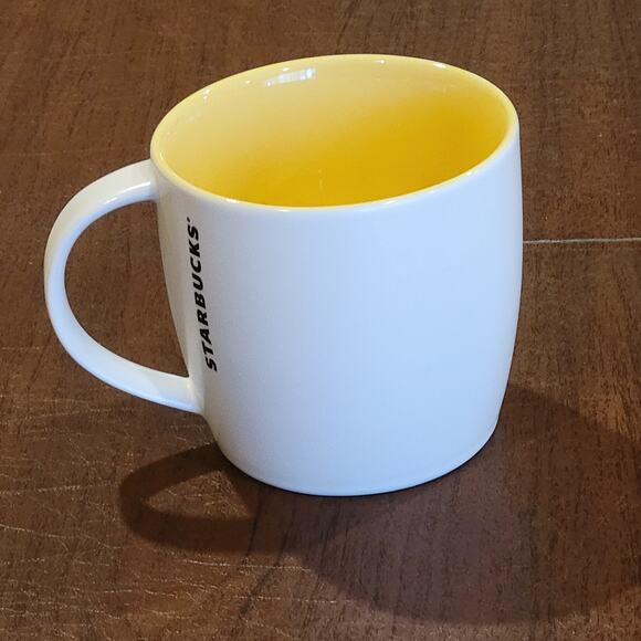 2011 White  Yellow Starbucks Coffee Tea Mug Cup Bone China 16 oz - Picture 1 of 9